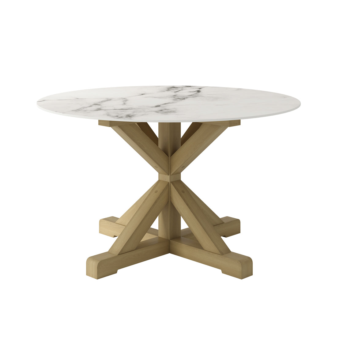 Napa Latte Wood & White Marble Round Dining Table | 4 Seater